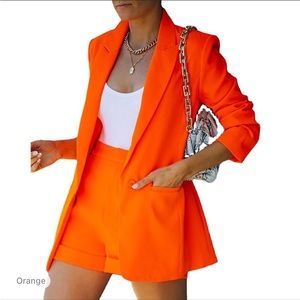 Orange Blazer and Short Set